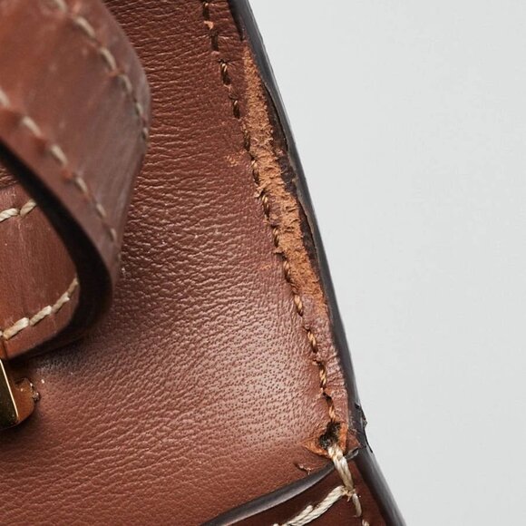 Burberry Brown/White Leather/Canvas Mini TB Shoulder Bag - Picture 9 of 10